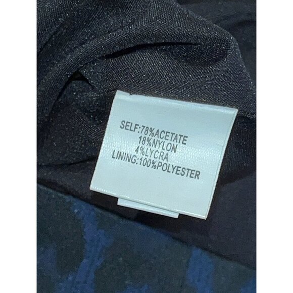 Kay Unger Blue Black Leopard Cap Sleeveless V-Neck Women's Midi Dress Size 10 - Picture 8 of 8